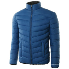 Fashion outdoor windproof warmth polyester padded men winter jacket with stand up collar